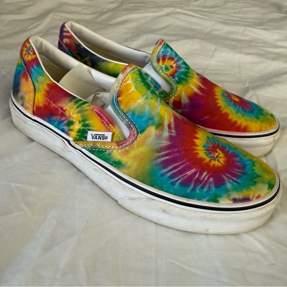 VANS Tie Dye Slip On Sneakers womens 8.5 Rainbow pink blue